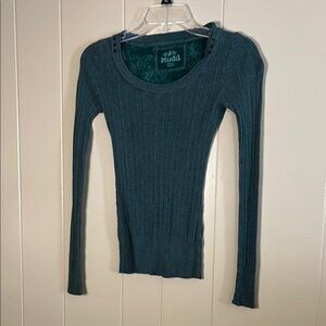 Mudd Teal Ribbed Knit Top